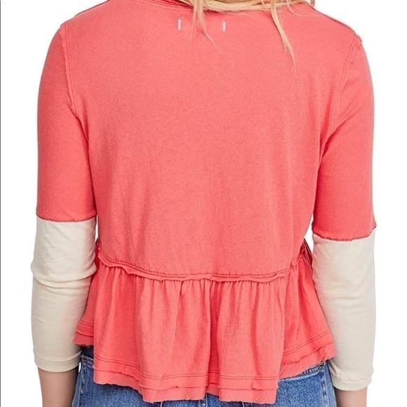 Free People NWT Heart of Mine Colorblock 3/4 Sleeve Top Camelia Combo Size XS - Picture 4 of 12